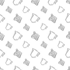kitchen utensil pattern. kitchenware seamless pattern. doodle kitchen background