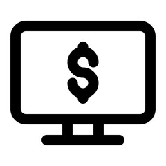monitor computer money management. minimalist outline icon for web and app