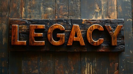 Intricately Crafted Wooden Blocks Showcase the Timeless Word LEGACY on a Rustic Notepad with Detailed Material Textures and Subtle Light Effects