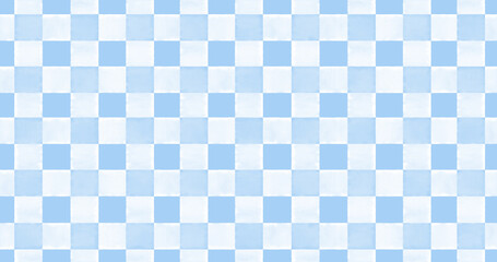 Abstract Seamless Pattern With Pastel Blue and White Watercolor Squares. Blue-White Background With Checkered Endless Design. Abstract Painting-like Tartan Print.