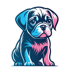 Fototapeta premium Colorful Cartoon Pug Dog Vector Illustration for Pet Lovers and Children's Art Projects