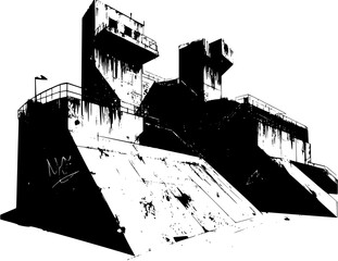 Obraz premium Bunker fantasy architecture, Bunker vector graphic