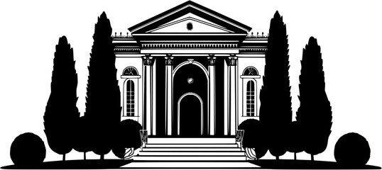 Fototapeta premium Fantasy architecture of Embassy, Embassy vector graphic