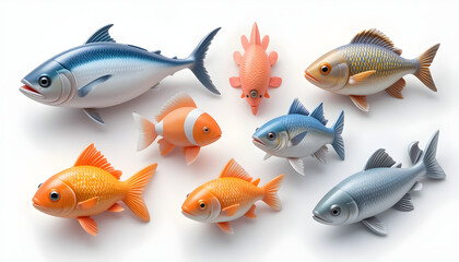 Oceanic Fish Collection: Playful and Vibrant Sculptures