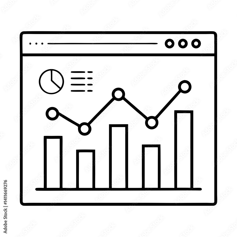 Poster line graph and bar chart visualization for data analysis and business reports