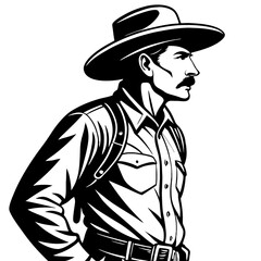 Vintage Wild West Cowboy Silhouette Illustration for Western Theme Design