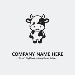 Cow illustration black and white for logo company vector image
