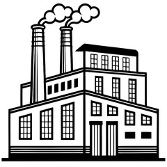 Obraz premium Industrial Factory with Tall Smoke Stacks and Distinctive Architectural Features