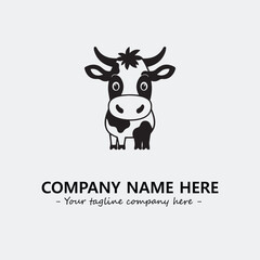 Cow illustration black and white for logo company vector image
