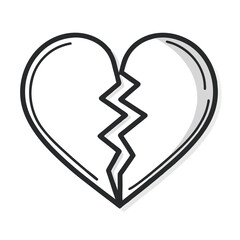 Obraz premium Broken Heart Vector Illustration for Tattoo Design Coloring Book and Emotional Art Projects