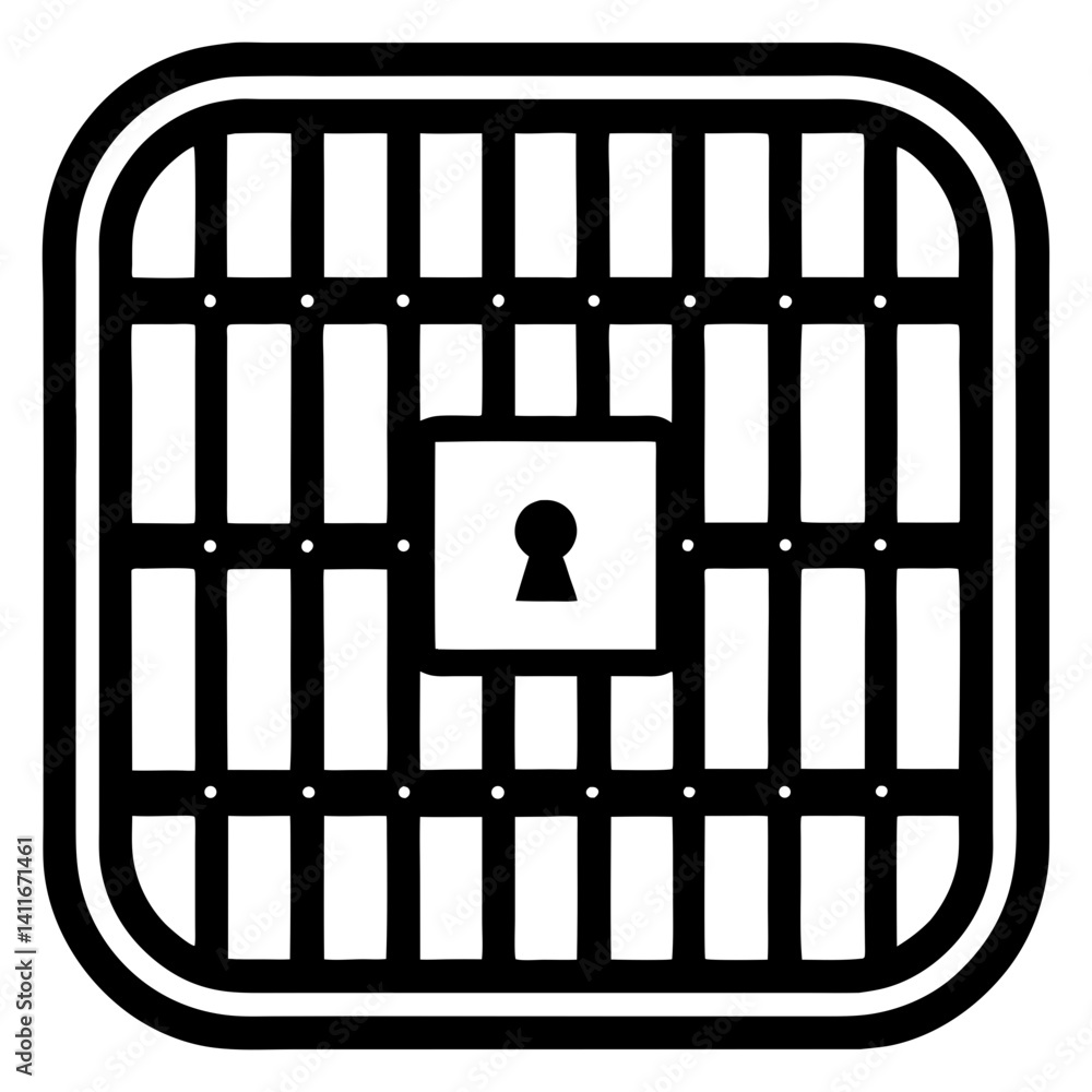 Poster locked safe with grid design isolated vector for security and digital protection