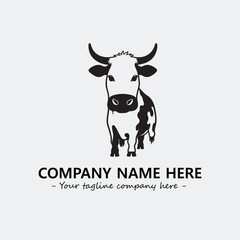 Cow illustration black and white for logo company vector image
