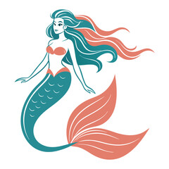 Colorful and Playful Mermaid Illustration for Tattoo Design and Craft Projects