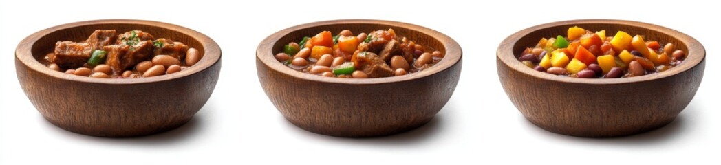 Hearty Bean Stew in Wooden Bowls