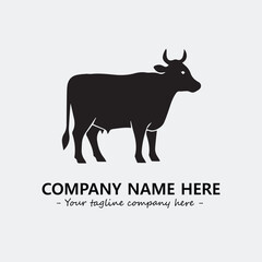 Cow illustration black and white for logo company vector image

