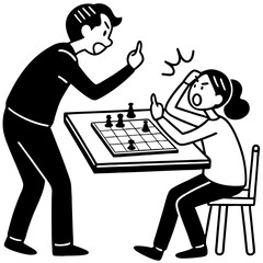 Intense Chess Game Dispute Between Two Players Expressing Frustration and Anger