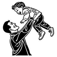 Fototapeta premium Joyful Father and Son Playful Bonding Moment Vector Illustration for Family Themes
