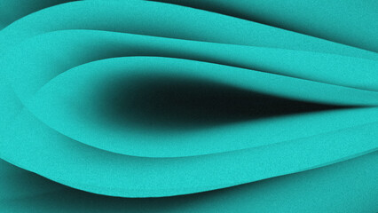Solid black background with a wavy pattern that resembles folds of cloth or layers of paper. Bright and smooth bluish green wave gradation.