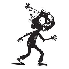 Fototapeta premium Playful Zombie Character in Party Hat for Halloween Decorations and Fun Illustrations