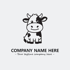 Cow illustration black and white for logo company vector image
