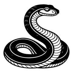 Fototapeta premium Elegant Black Snake Silhouette For Tattoo Design and Coloring Book Inspiration
