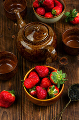 Tea and strawberry, healthy vitamin tea