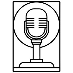 Vector silhouette of a modern microphone with a square base and a cylindrical head 