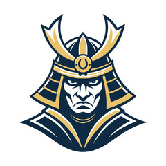 Obraz premium Samurai Warrior Head Logo Design with Fearsome Expression for Sports Teams and Merchandise