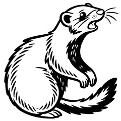 Detailed Ferret Illustration for Tattoo Design or Coloring Book Pages