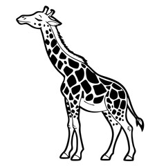 Naklejka premium Elegant Giraffe Silhouette Perfect for Tattoo Design or Coloring Book Illustrations