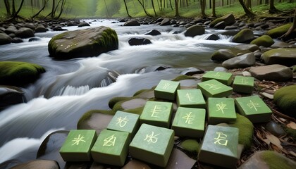 Obraz premium The inscription Green Energy on wooden cubes. The concept of environmental conservation. Words Green Energy on an old wooden background with green leaves