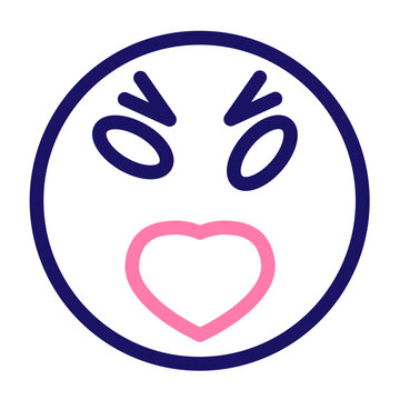 emoji angry love Vector Line Two Color Icon Design