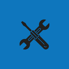 Maintenance Symbol – Black Repair Tools Silhouette Vector

