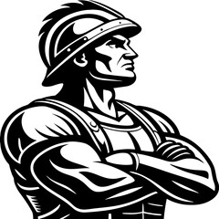 Strong Warrior Silhouette Design Ideal for Sports Branding Fitness Logos and Tattoo Art