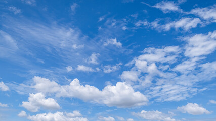 clear blue sky background,clouds with background, Blue sky background with tiny clouds. White fluffy clouds in the blue sky. 