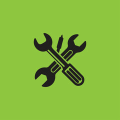 Maintenance Symbol – Black Repair Tools Silhouette Vector

