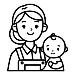 Obraz premium Happy Mother Holding Smiling Baby Vector Illustration for Parenting and Family Themes