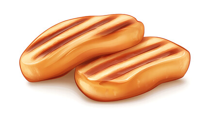 Grilled Cheese Slices on White Background