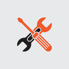 Maintenance Symbol – Black Repair Tools Silhouette Vector

