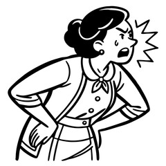 Fototapeta premium Angry Woman Shouting with Hands on Hips Expressing Frustration and Discontent