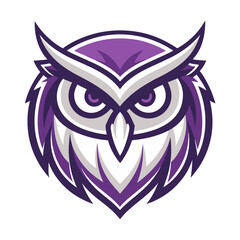 Stylized Purple Owl Head Illustration for Tattoo Design and Creative Projects