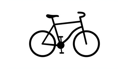 Fototapeta premium Bicycle Illustration Simple Black Outline on White Background