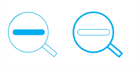 plus minus magnifying glass icon, positive negative, black, green, red, blue, cyan, color vector