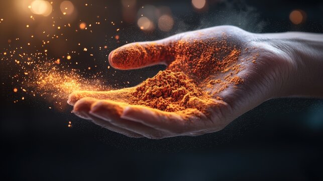 Crafting culinary delights a handful of spice kitchen food photography warm environment close-up flavor exploration