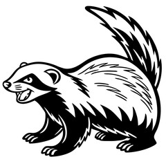 Wild Badger Fierce Animal Illustration for Tattoo Design and Coloring Book Art