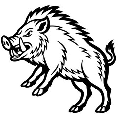 Obraz premium Aggressive Wild Boar Logo Design for Hunting Art and Illustration Projects