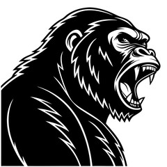 Naklejka premium Ferocious Black Gorilla Head Graphic for Tattoo Design and Apparel Printing