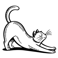 Playful Stretching Cat Illustration for Coloring Books and Creative Designs