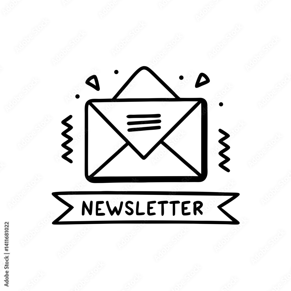 Poster newsletter with open envelope design for email marketing and communication graphics