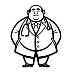 Friendly Cartoon Doctor Character with Stethoscope for Health and Wellness Illustrations